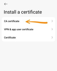 انتخاب CA certificate